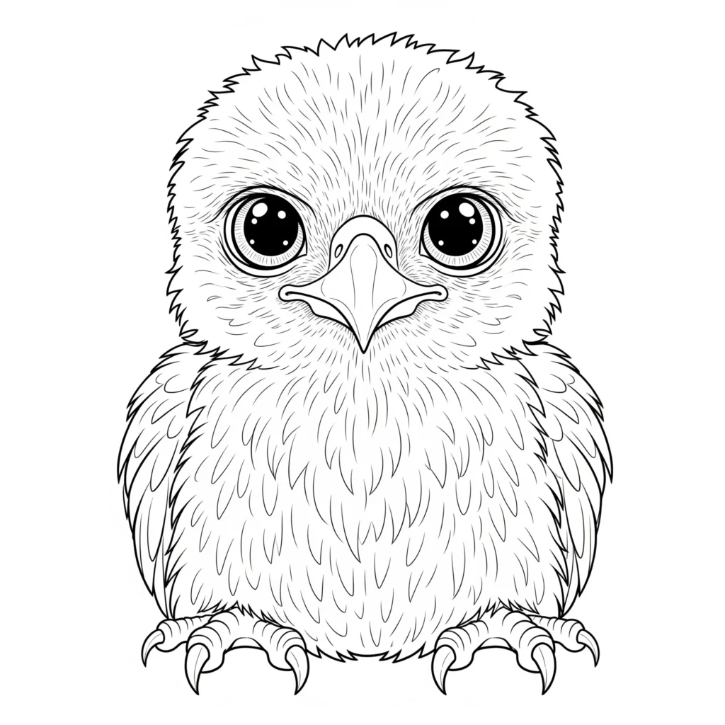 Baby Adler Malvorlage zum Ausdrucken und Ausmalen, ideal für Kinder und Anfänger