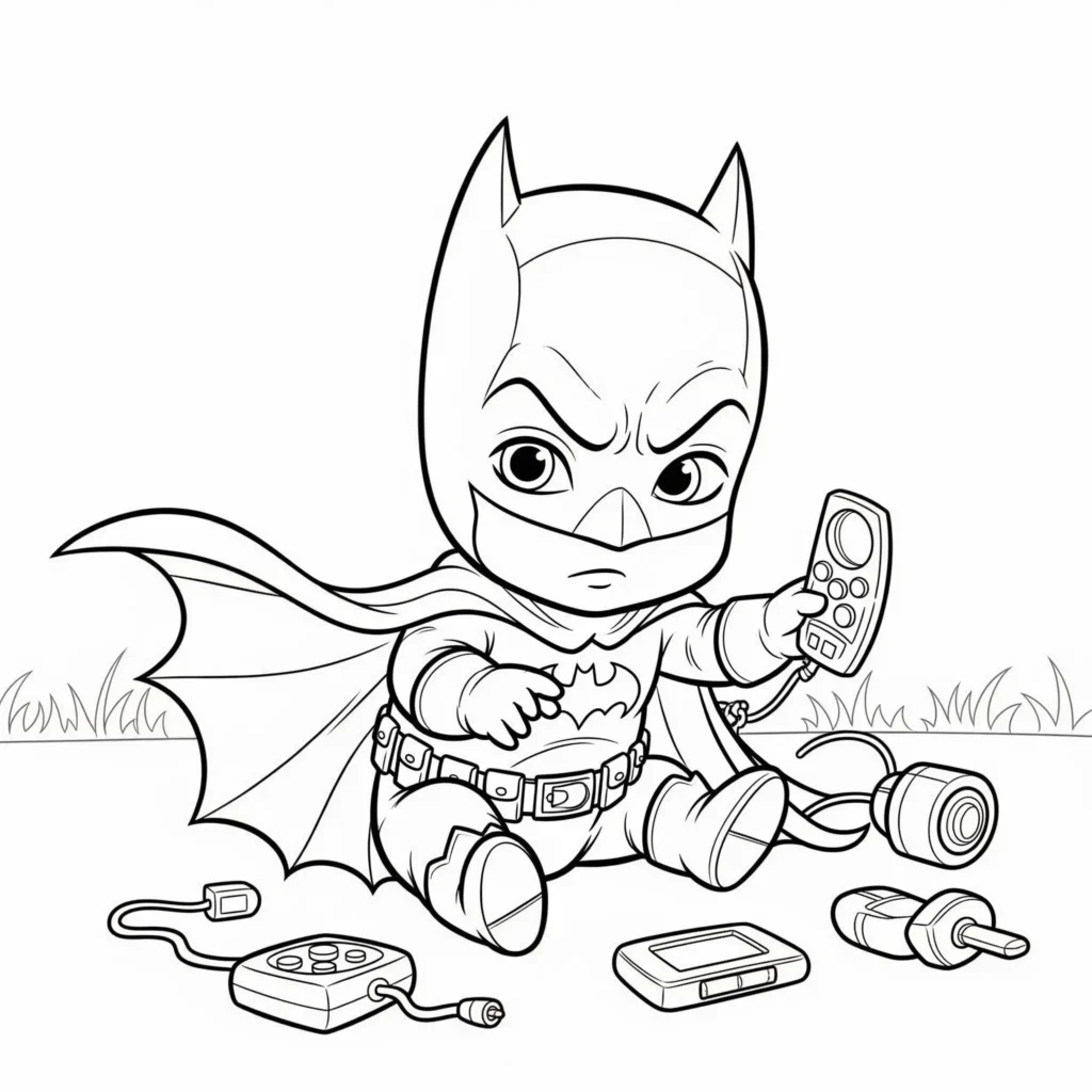 Cartoon Baby Batman Ausmalbild kostenlos zum Ausdrucken und Ausmalen für kleine Kinder