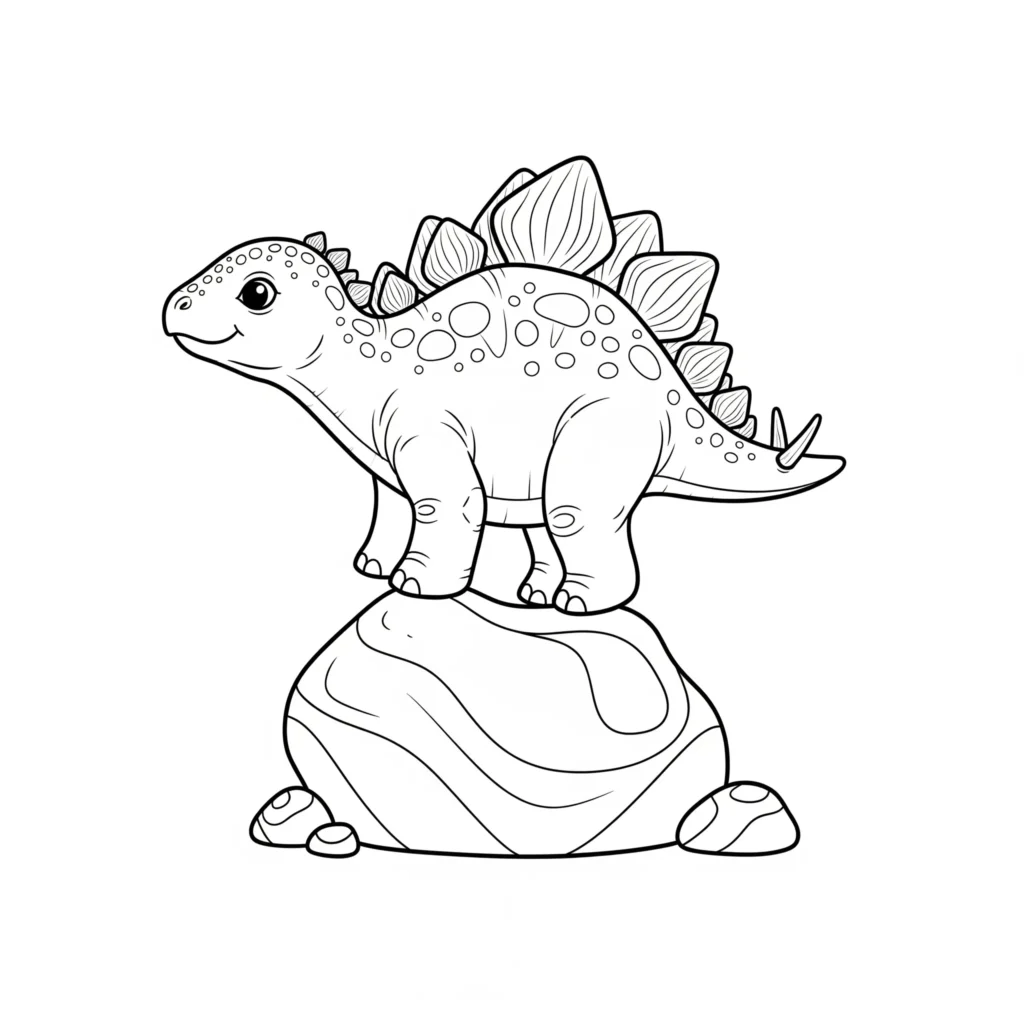 Niedliches Baby stegosaurus ausmalbild zum ausdrucken kostenlos mit einem jungen dinosaurier ideal für Kinder