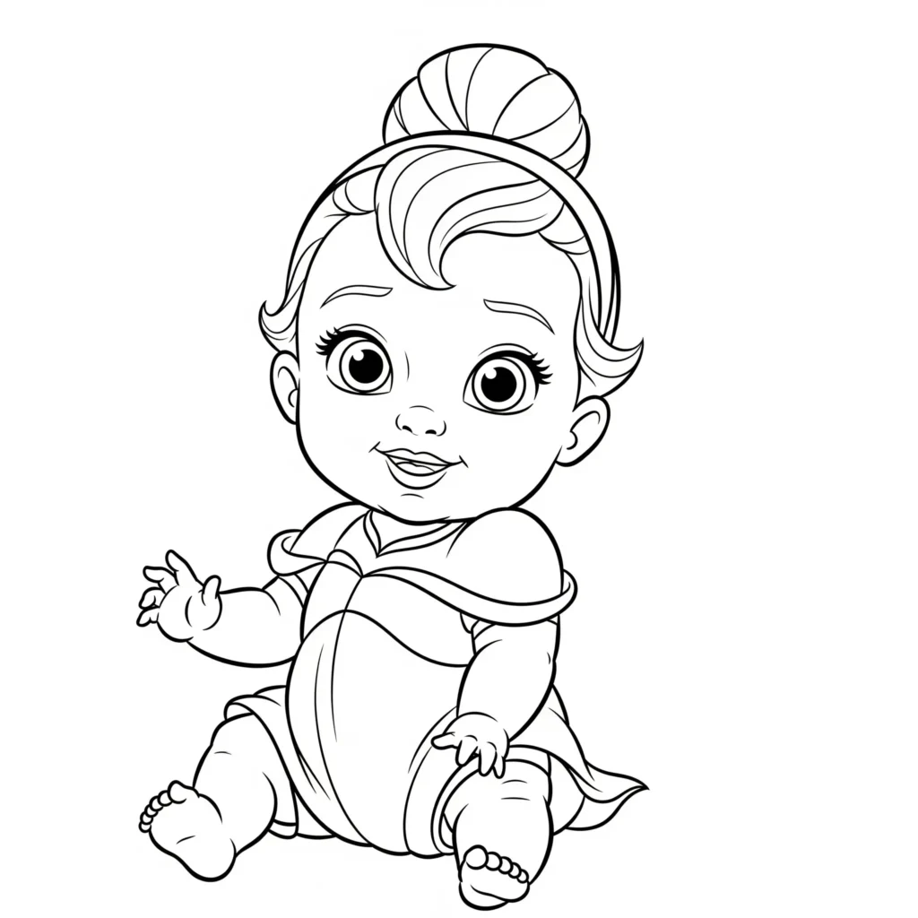 Baby Disney Prinzessin Ausmalbild zum kostenlosen Ausdrucken für Kinder