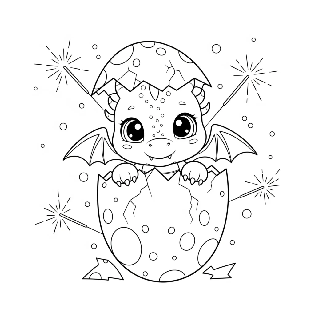 30 Drachen Ausmalbilder (Kostenlos Malvorlage zum Ausdrucken) Drache Ausmalbild kostenlos zum Ausdrucken mit Baby Drache der aus dem Ei schlüpft