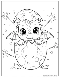 Baby Drache aus Ei Ausmalbild