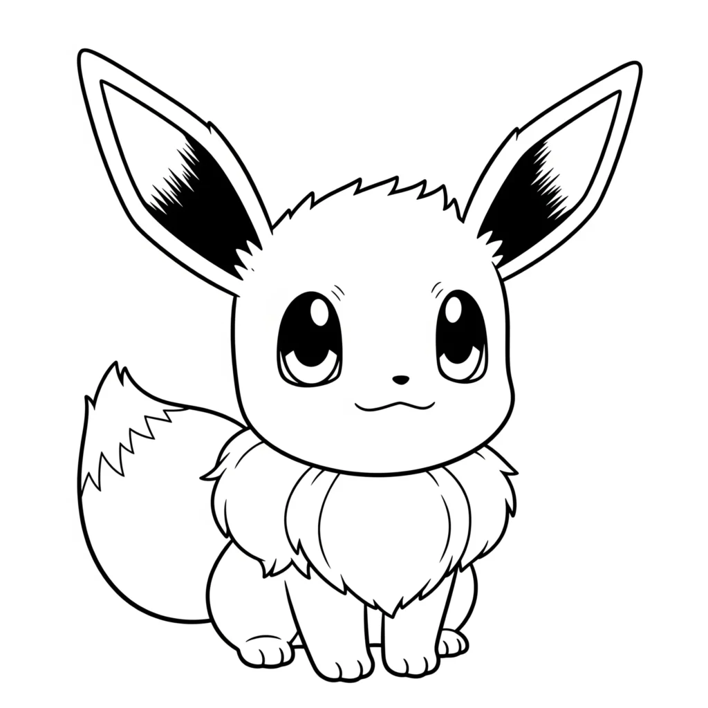 evoli ausmalbild für kinder zeigt das baby pokemon mit großen augen als niedliche und einfache malvorlage zum ausdrucken