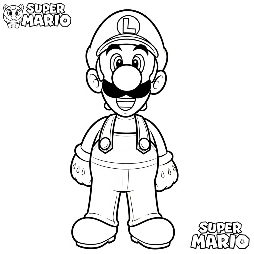 Baby Luigi Ausmalbild zum Ausdrucken und Ausmalen, geeignet für Kinder und Anfänger