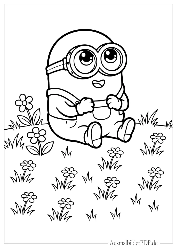 10+ Minion Ausmalbilder (Gratis Malvorlage PDF zum drucken) Ausmalblatt eines niedlichen Baby-Minion mit kleinen Händen, perfekt für Kinder zum Ausdrucken und Ausmalen