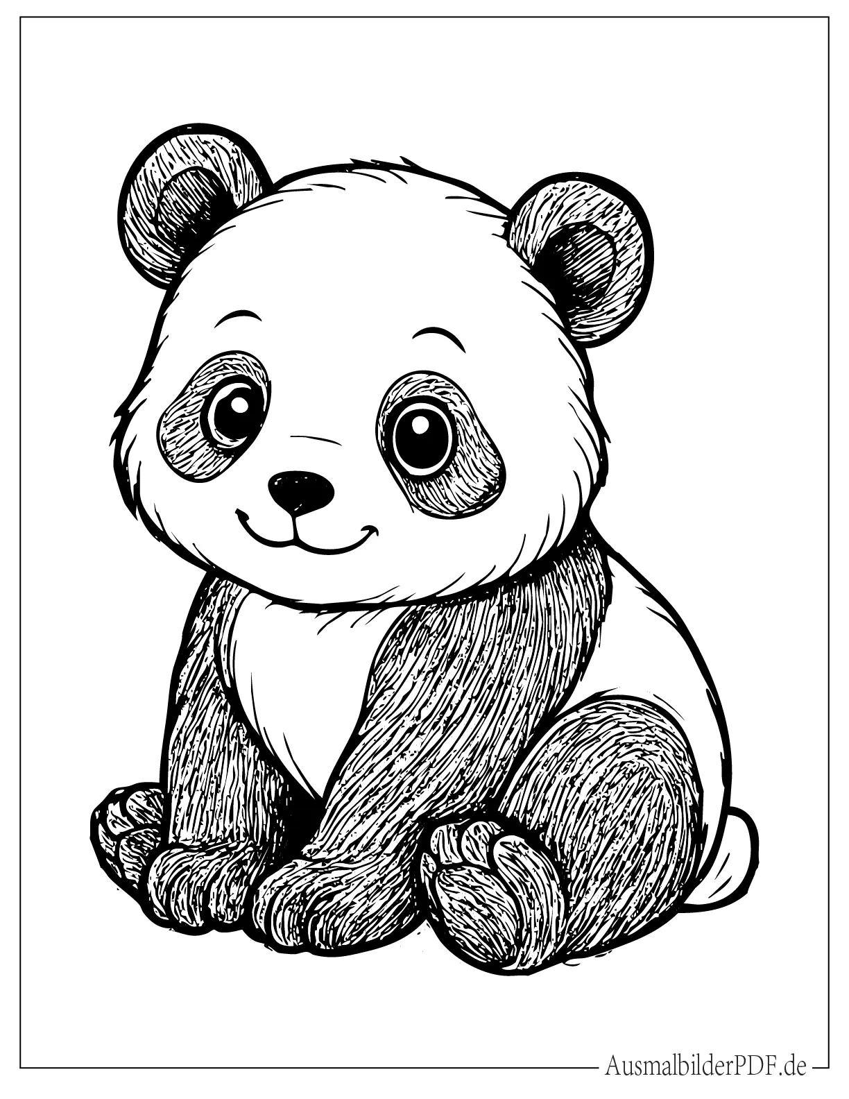 Süßer Baby Panda sitzt Ausmalbild für Kinder