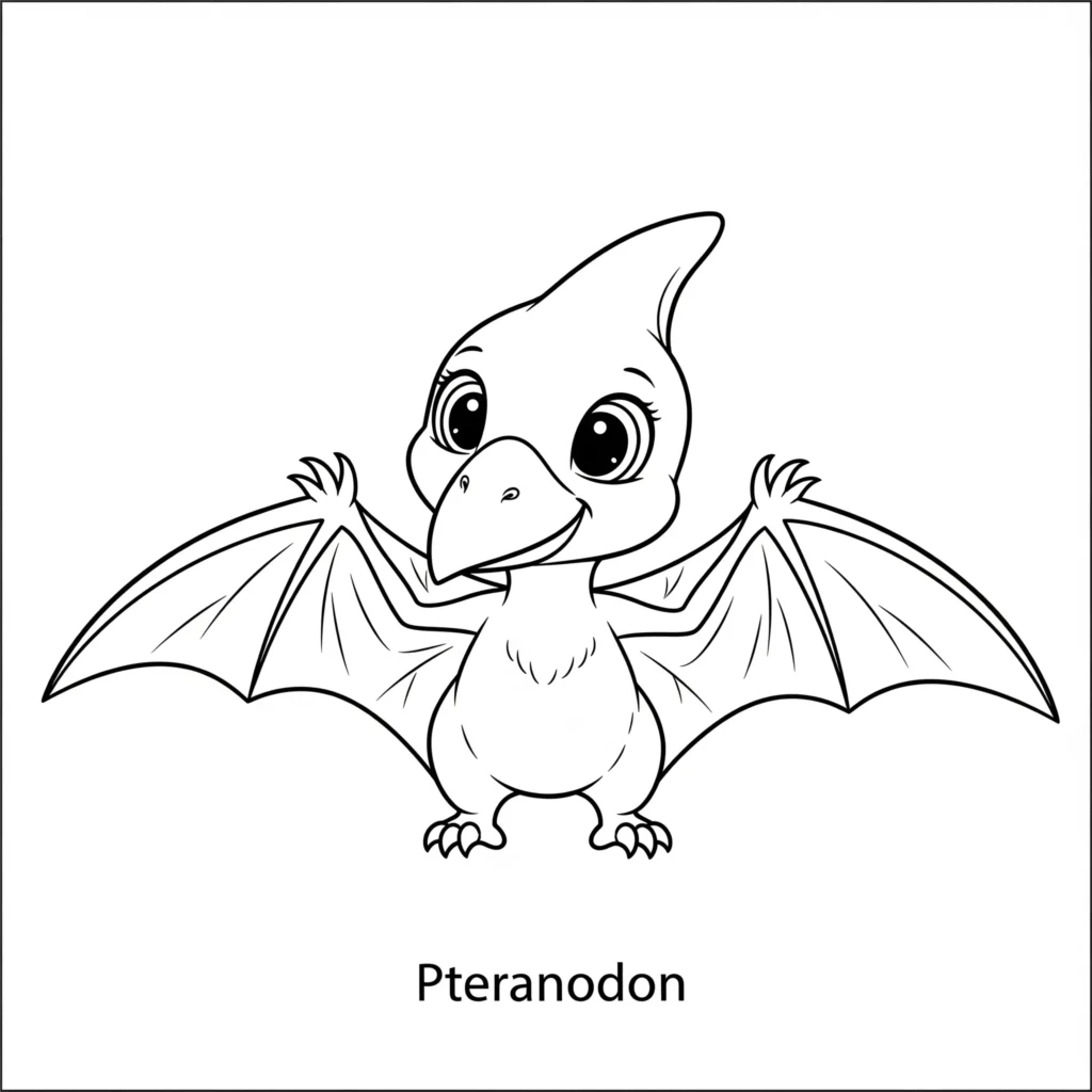 Baby Pteranodon Ausmalbild zum Ausdrucken für Kinder zum Ausmalen
