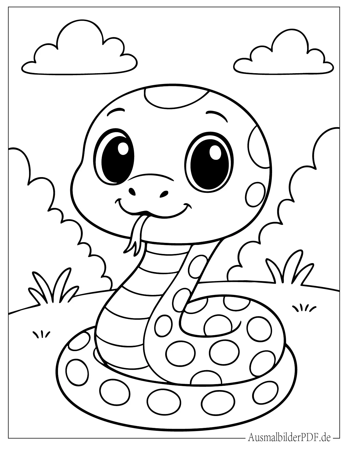 20 Schlange Ausmalbilder (Kostenlose PDF zum Ausdrucken) Süße Cartoon Baby Schlange für Kinder zum Ausmalen