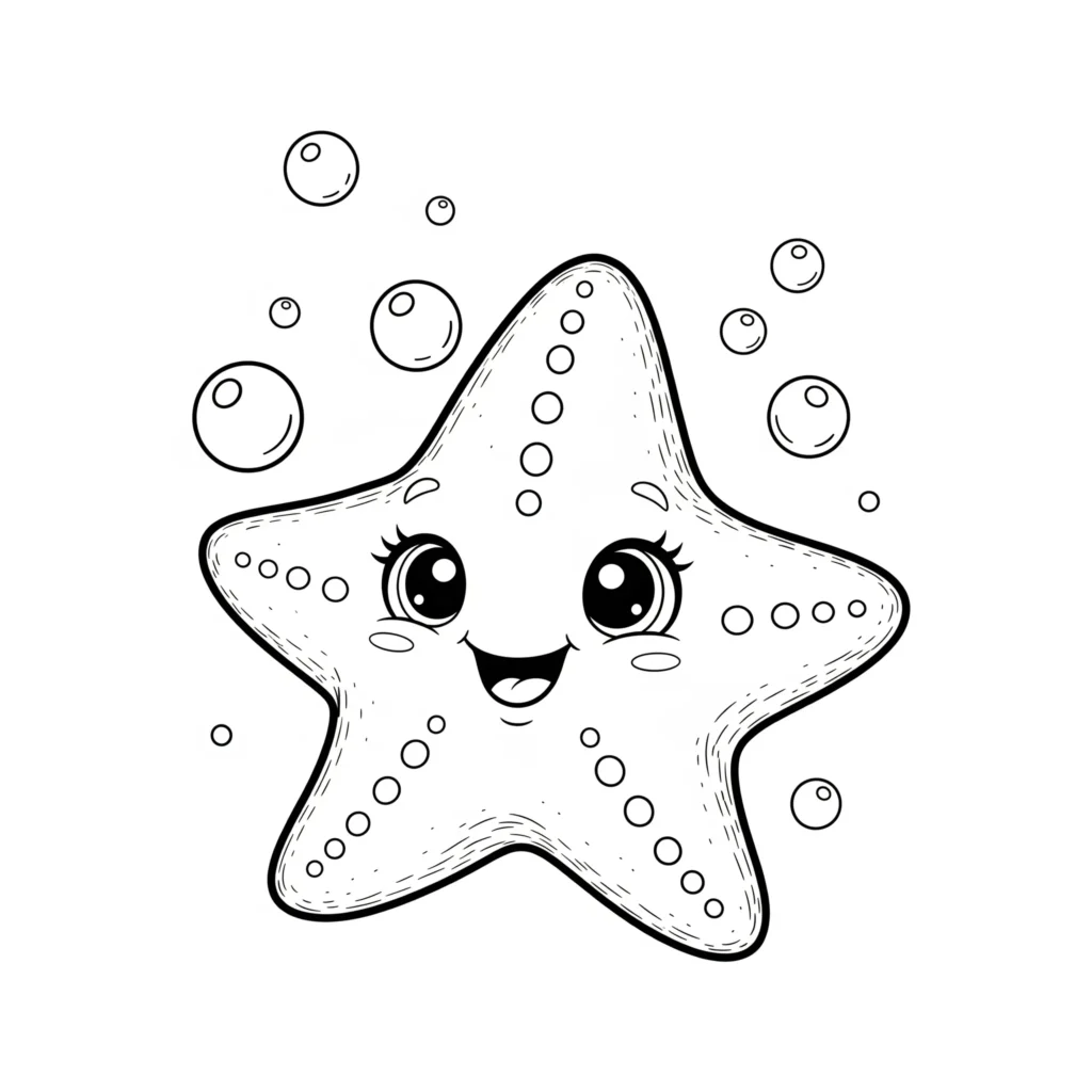 Seestern Ausmalbilder (Gratis Malvorlage zum Ausdrucken) Süßes Baby Seestern Ausmalbild für Kinder mit einem süßen baby seestern motiv als einfache pdf malvorlage zum ausdrucken