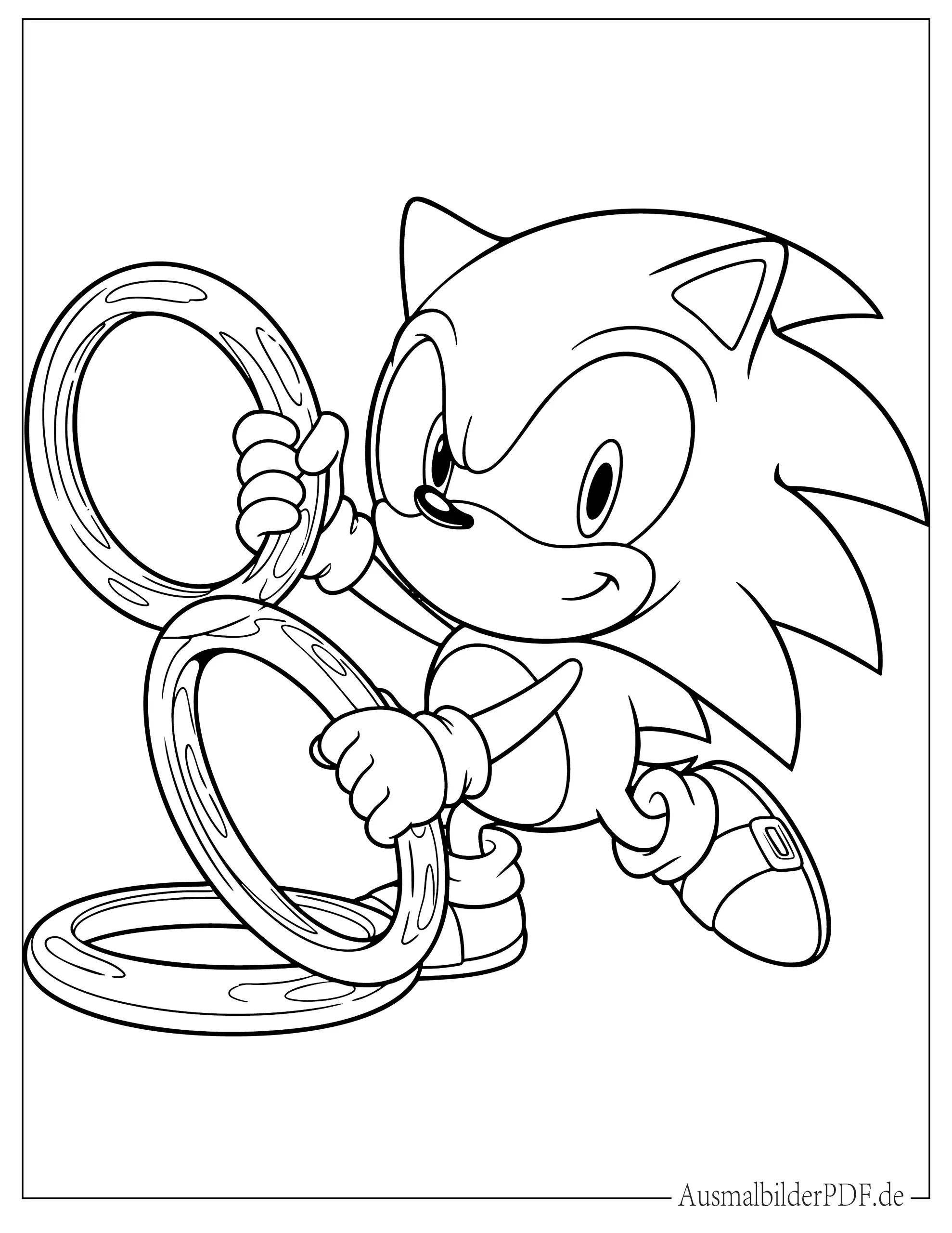 10+ Sonic Ausmalbilder (Gratis Malvorlagen zum Ausdrucken) Süßer Baby Sonic spielt mit Ringen zum Ausmalen