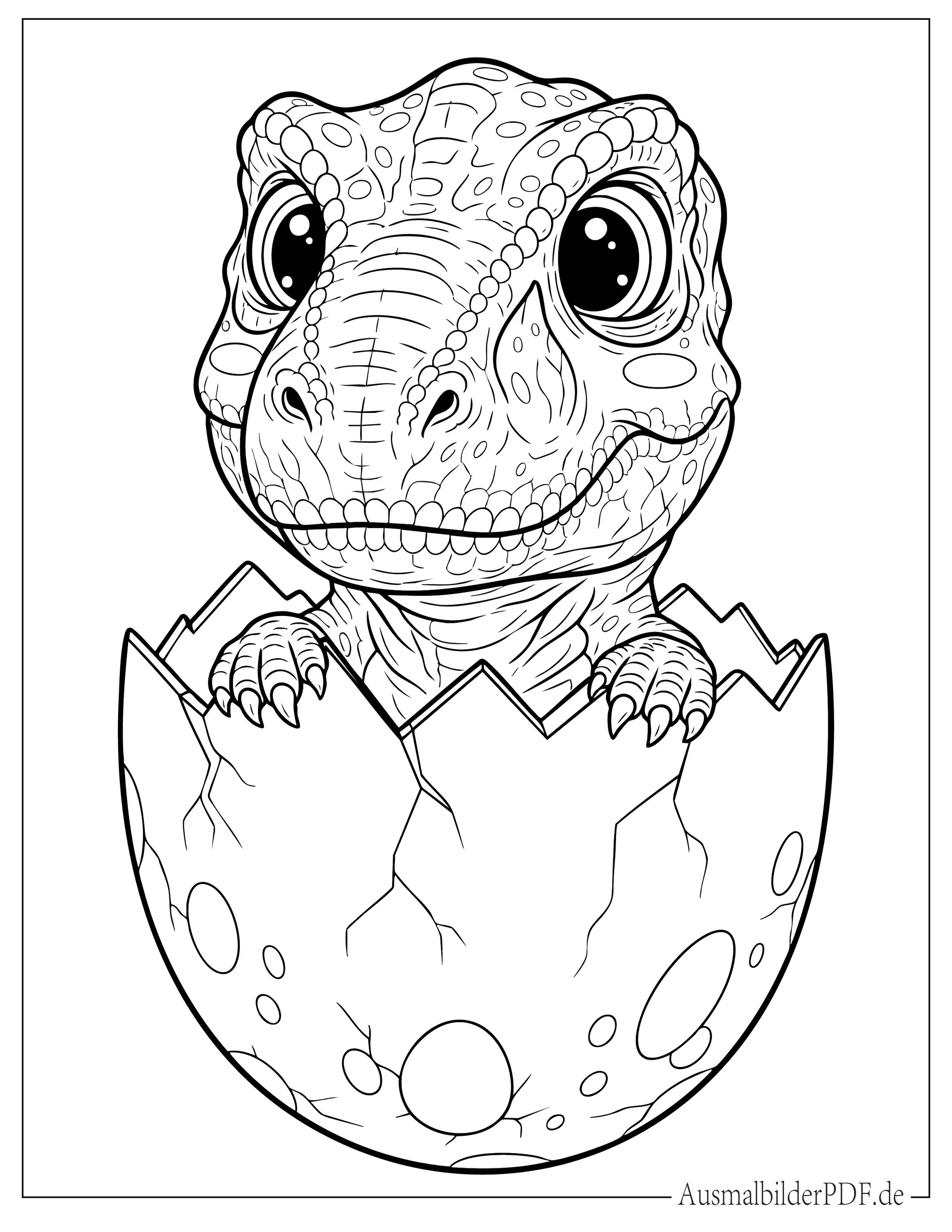 Niedliches Baby T-Rex schlüpft aus Ei Malvorlage