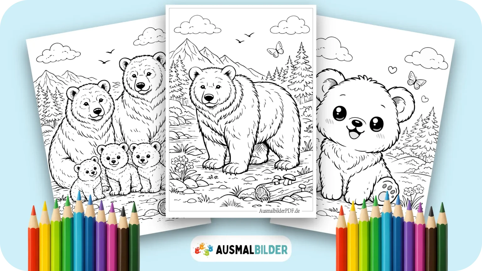 Bär Ausmalbilder kostenlose Vorlagen zum Ausdrucken für Kinder jeden Alters