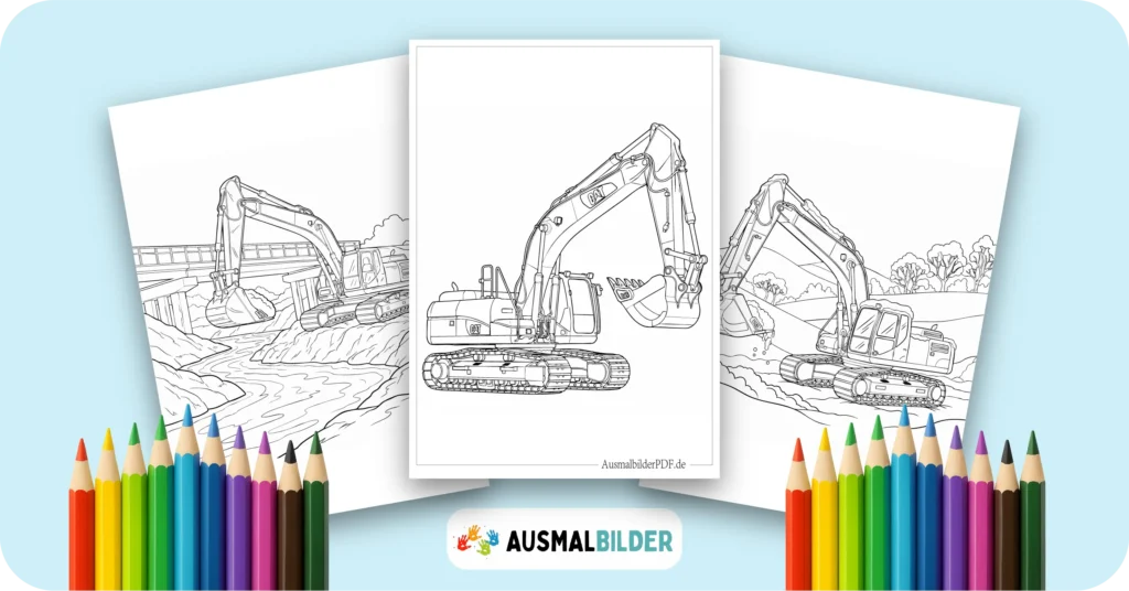 Bagger Ausmalbilder kostenlose Malvorlagen zum Ausdrucken für Kinder und Erwachsene