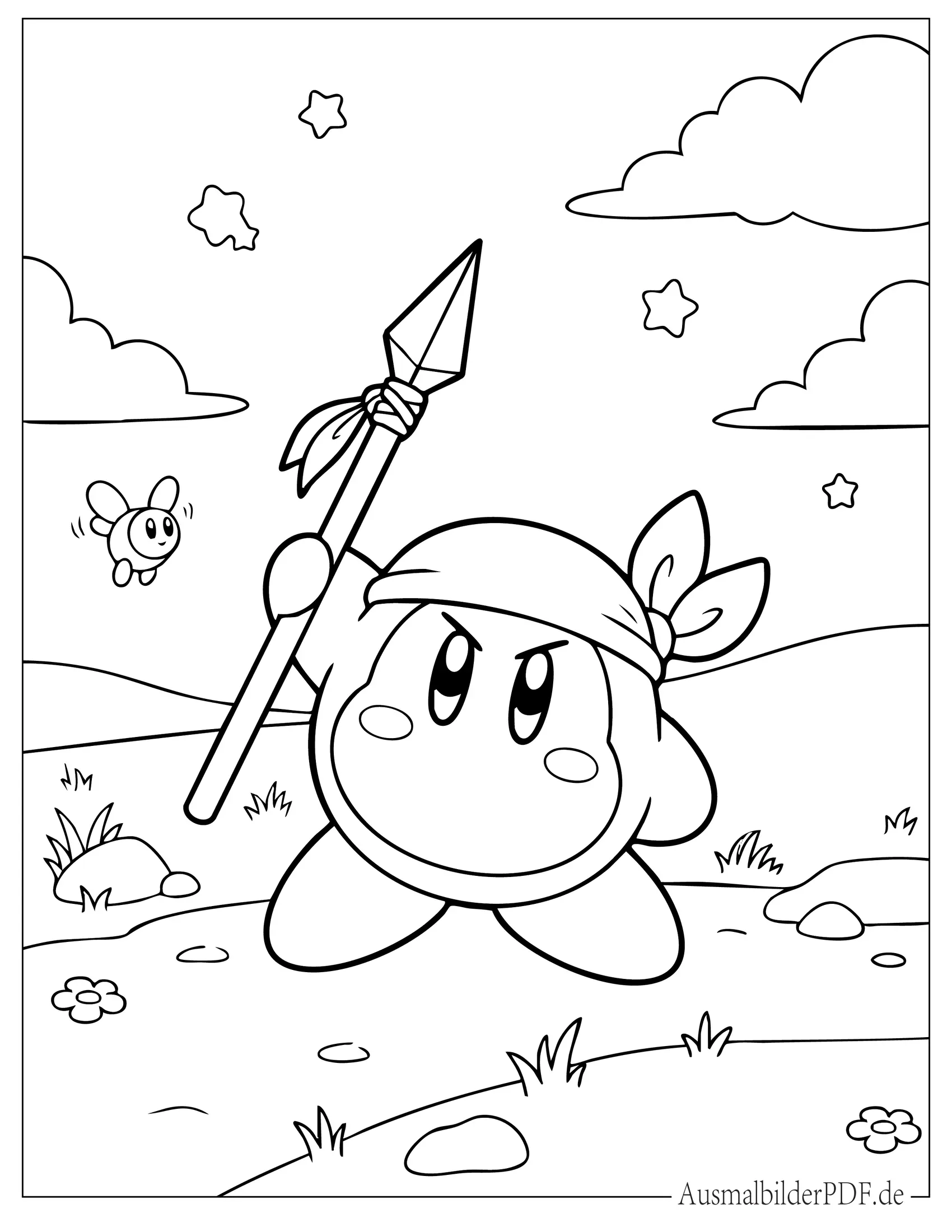 Einfacher Bandana Waddle Dee Ausmalbild für Vorschulkinder