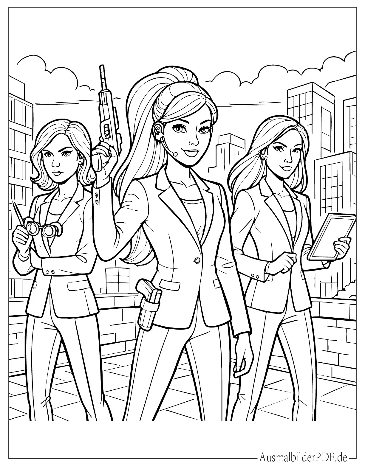 Barbie Agenten Team Ausmalblatt