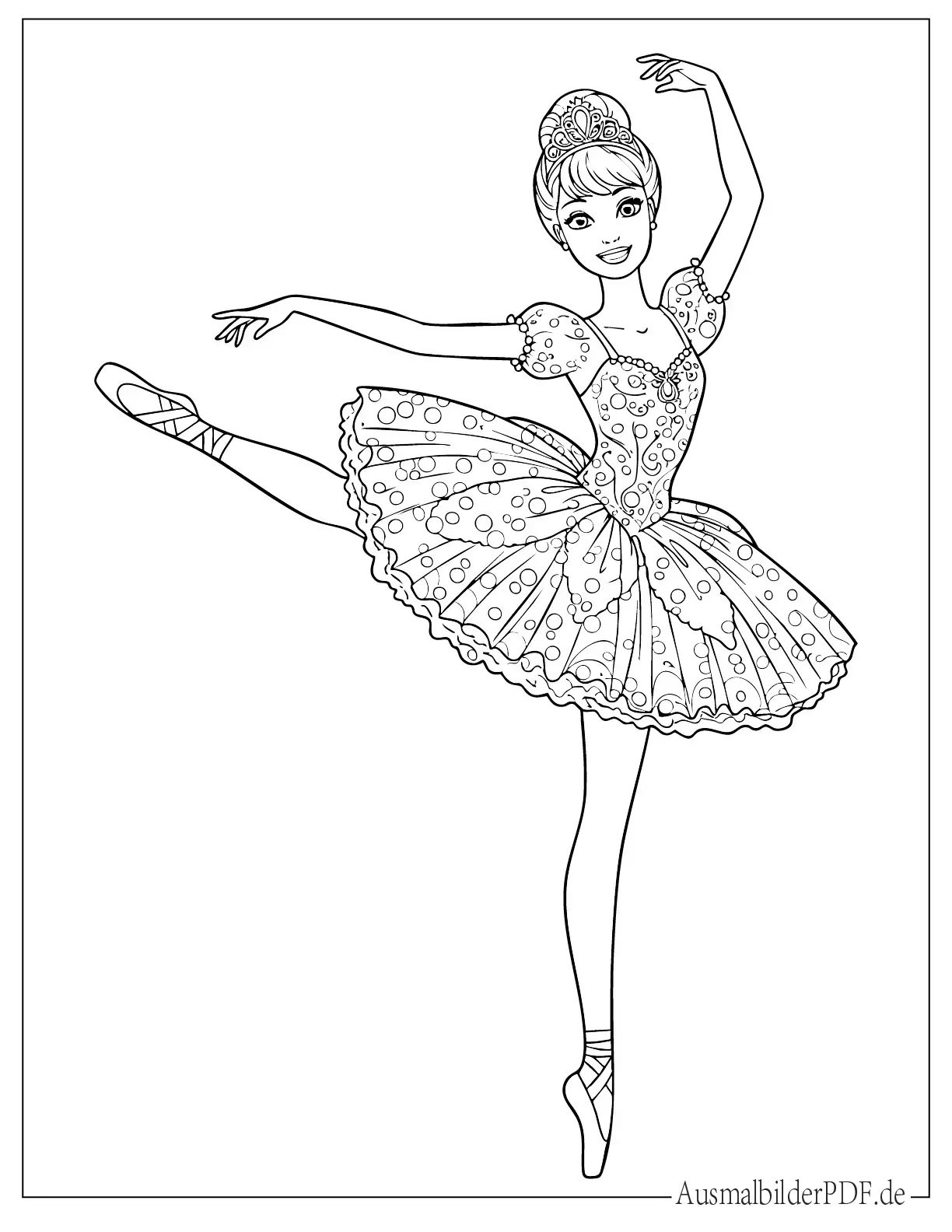 Barbie Ballerina tanzend ausdruckbare Ausmalbild