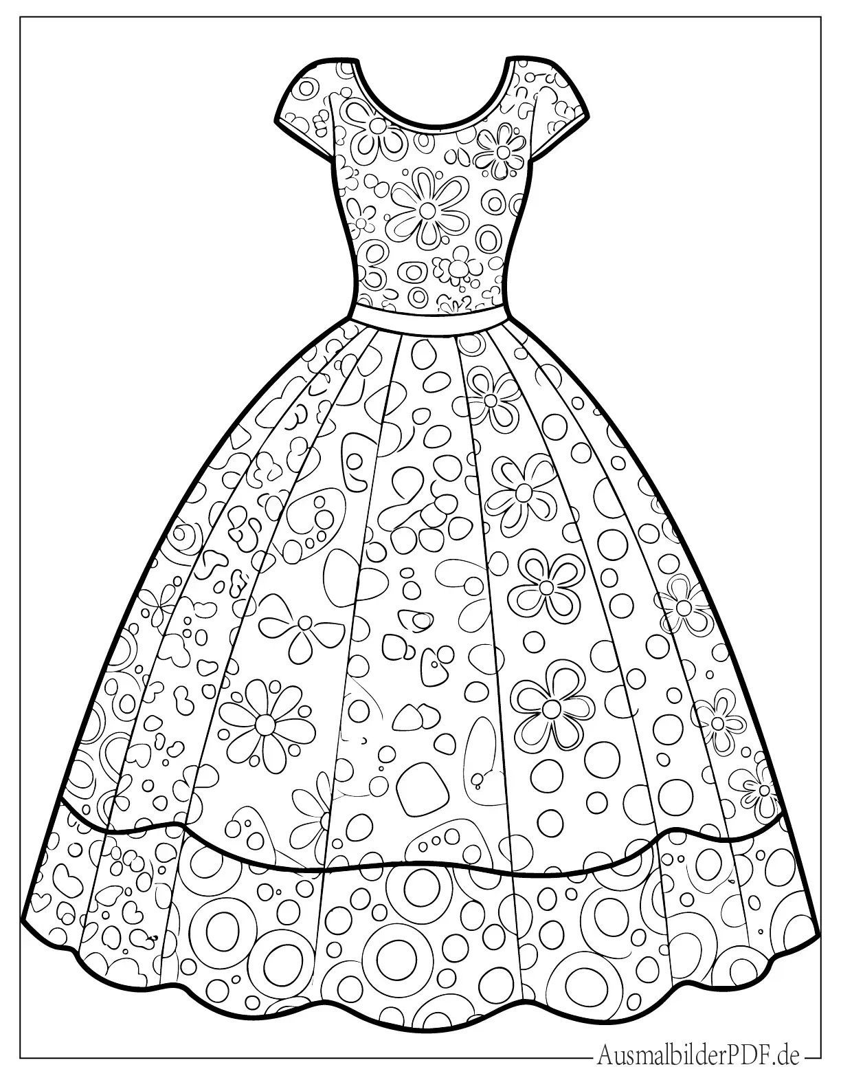 Detailliertes Barbie Kleid Ausmalbild
