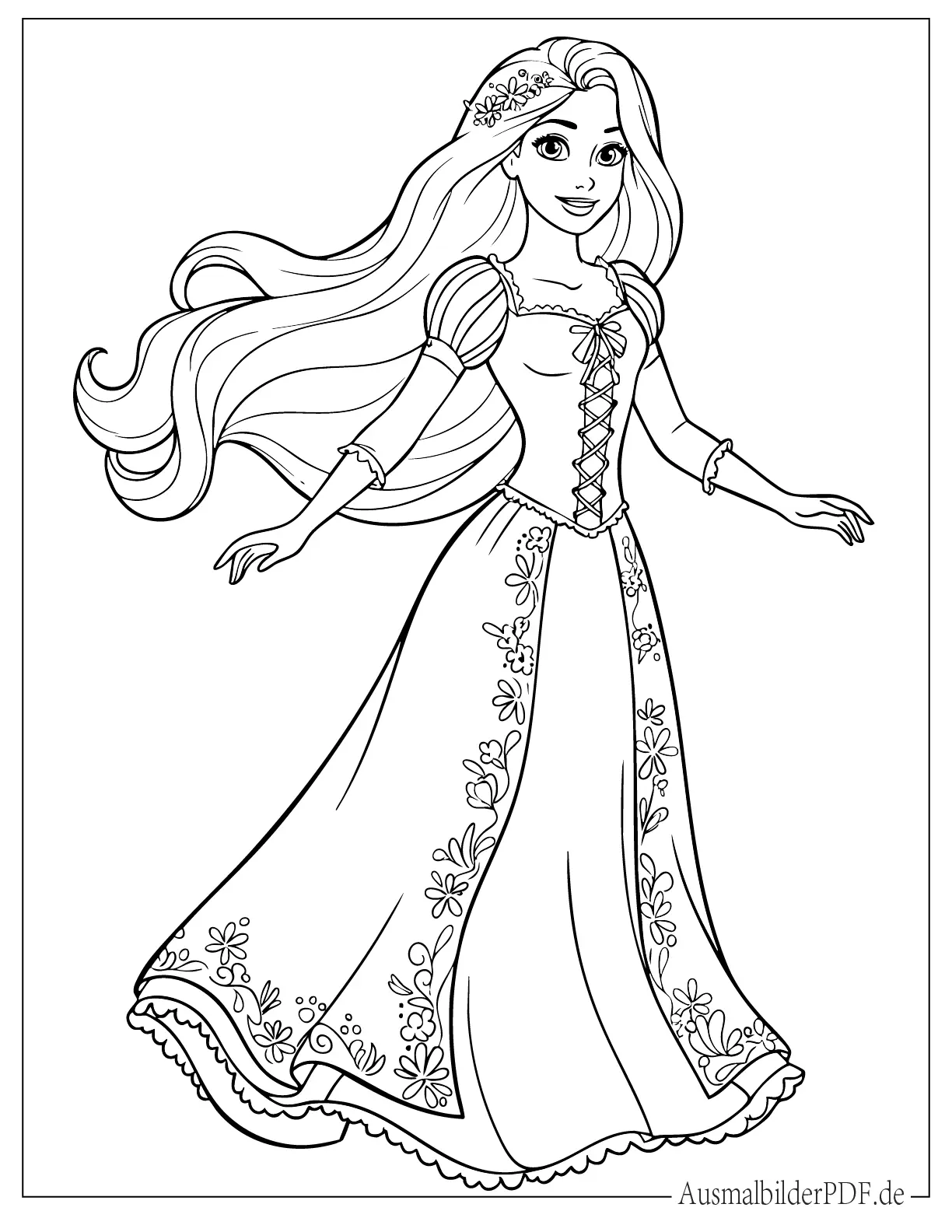 10+ Ausmalbilder Rapunzel (Gratis Malvorlagen zum Ausdrucken) Süße Rapunzel als Barbie Ausmalbild zum Ausdrucken