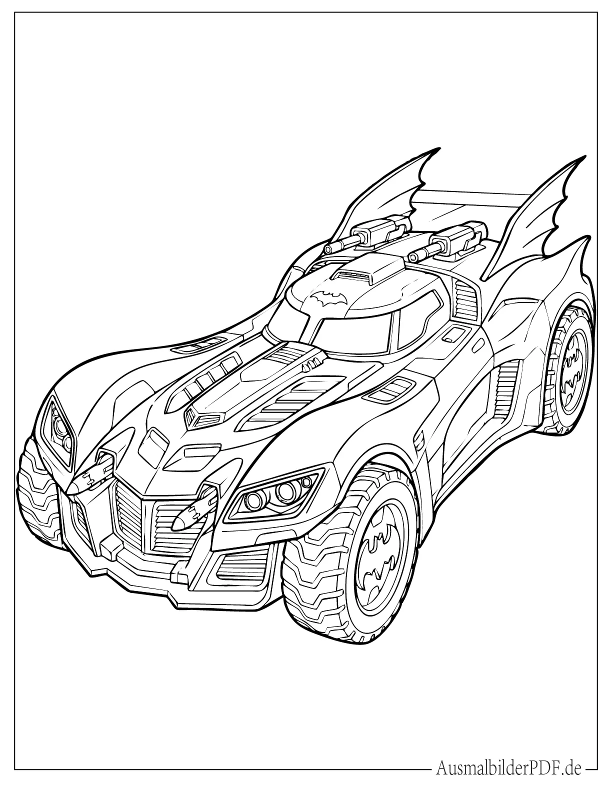 Schnelles Batmobile rast durch die Nachtstadt mit starken Scheinwerfern und dynamischer Bewegung.