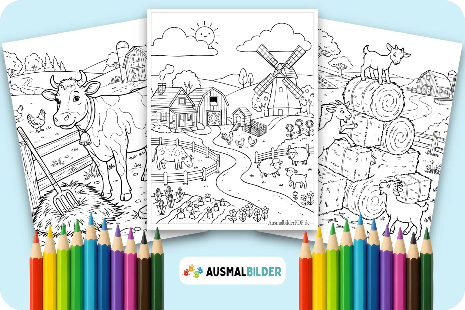 Bauernhof Ausmalbilder zum Ausdrucken süße Malvorlagen mit Bauernhof Tieren für Kinder