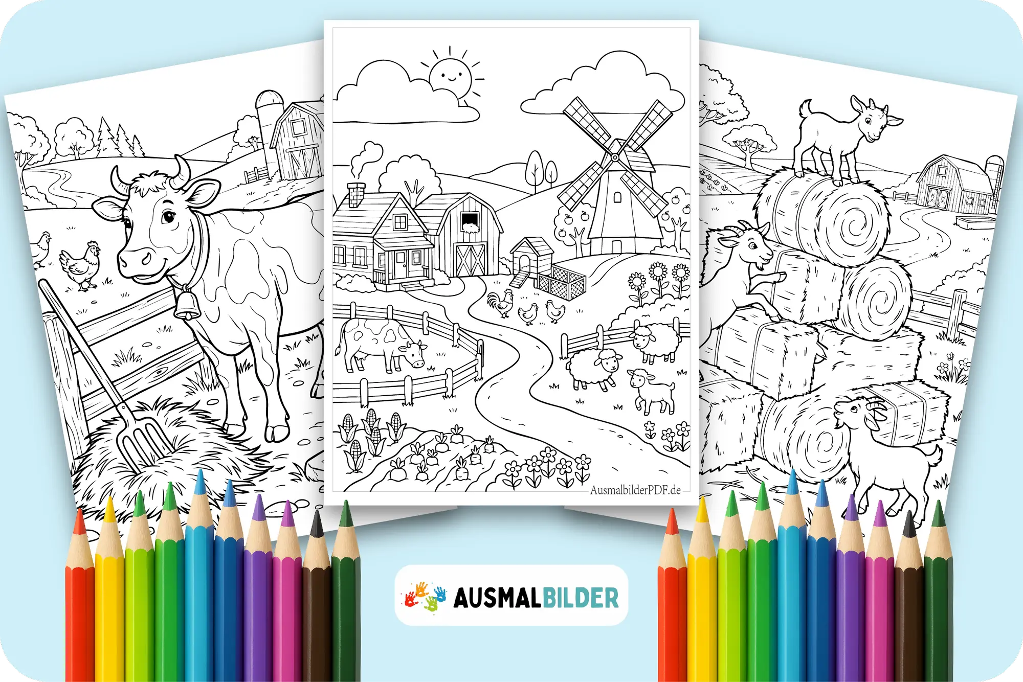 Bauernhof Ausmalbilder zum Ausdrucken süße Malvorlagen mit Bauernhof Tieren für Kinder