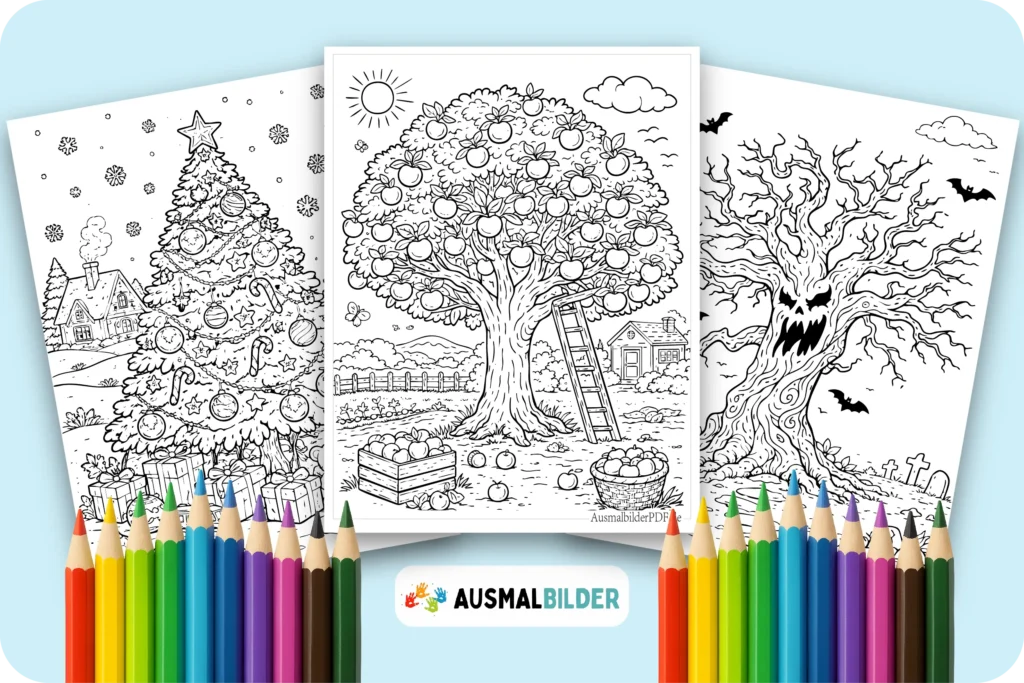 Kostenlose Baum Ausmalbilder für Kinder zum Ausdrucken und Ausmalen