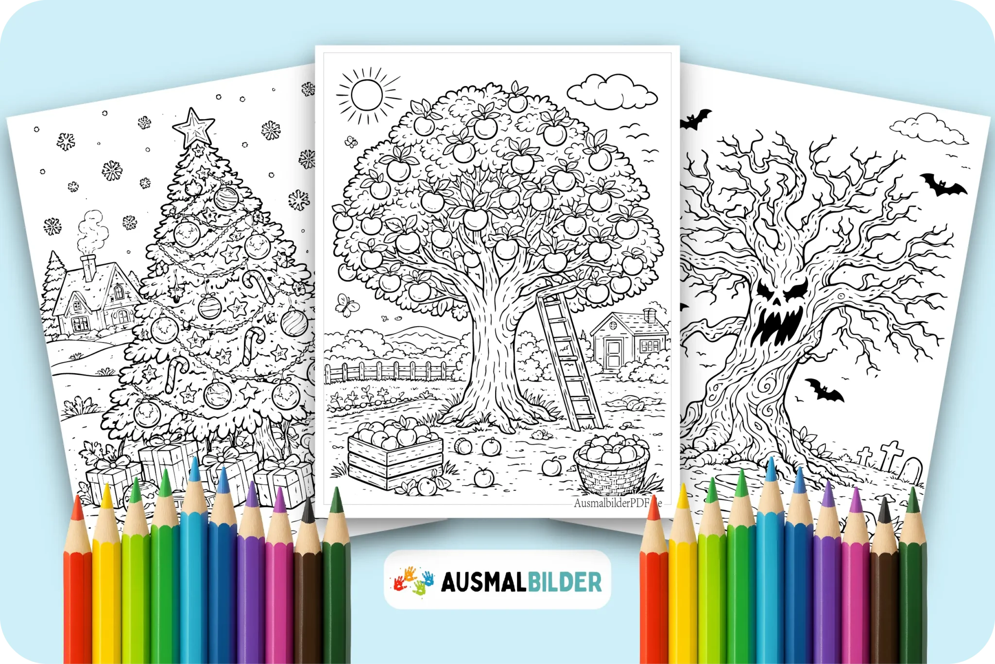 Kostenlose Baum Ausmalbilder für Kinder zum Ausdrucken und Ausmalen