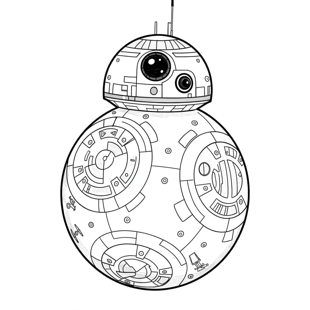 24 Star Wars Ausmalbilder (Gratis Malvorlage zum Ausdrucken) Kostenloses Detailliertes BB-8 Ausmalbild mit feinen Linien zum Ausdrucken. Perfekt für Kinder und Fans der Droiden.