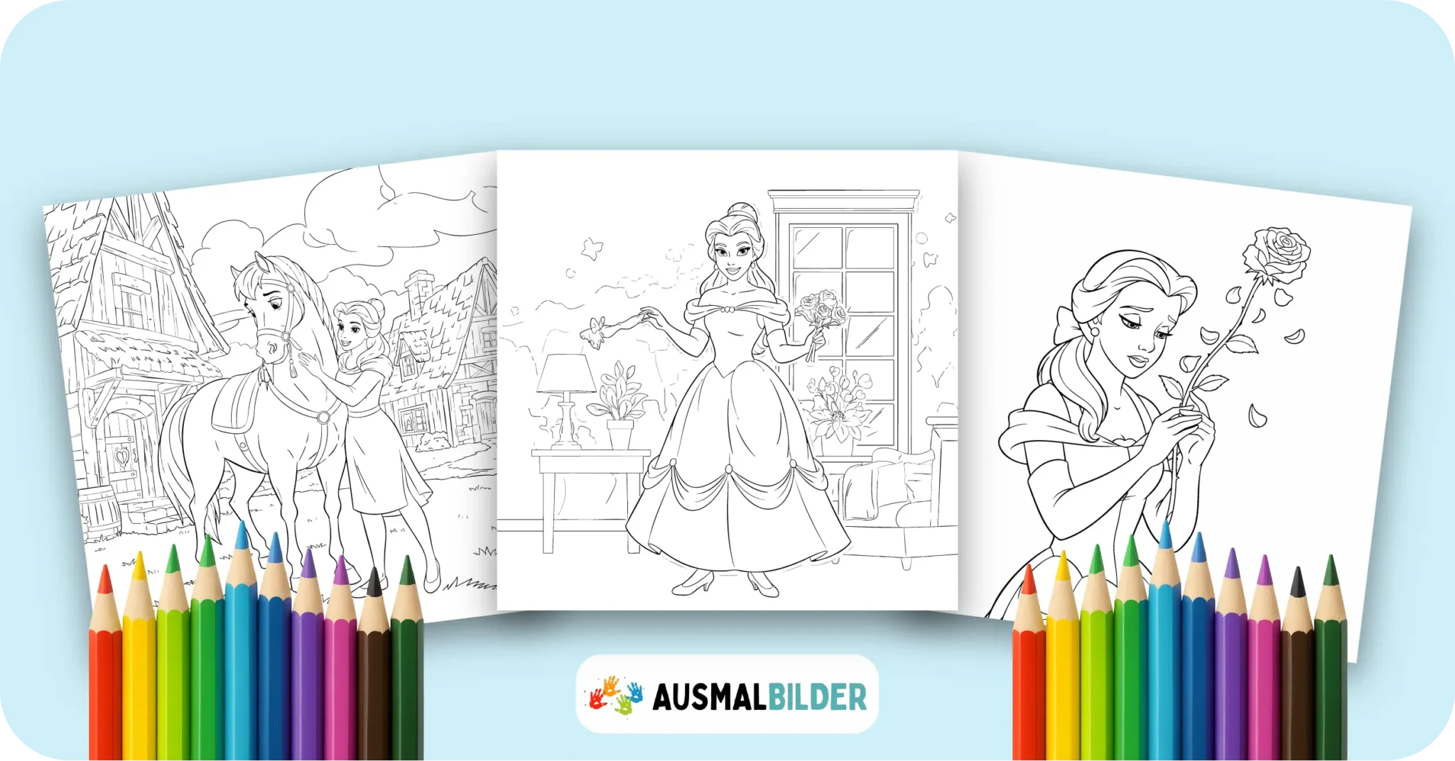 Belle Ausmalbilder (Disney Prinzessin Malvorlage Drucken) Belle Ausmalbilder kostenlose Malvorlagen zum Ausdrucken für Kinder und Erwachsene