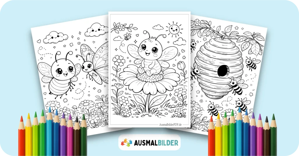 Biene Ausmalbilder kostenlose Vorlagen zum Ausdrucken für Kinder jeden Alters