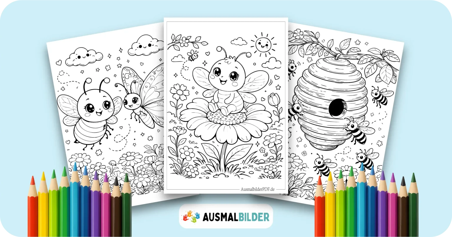 Biene Ausmalbilder kostenlose Vorlagen zum Ausdrucken für Kinder jeden Alters