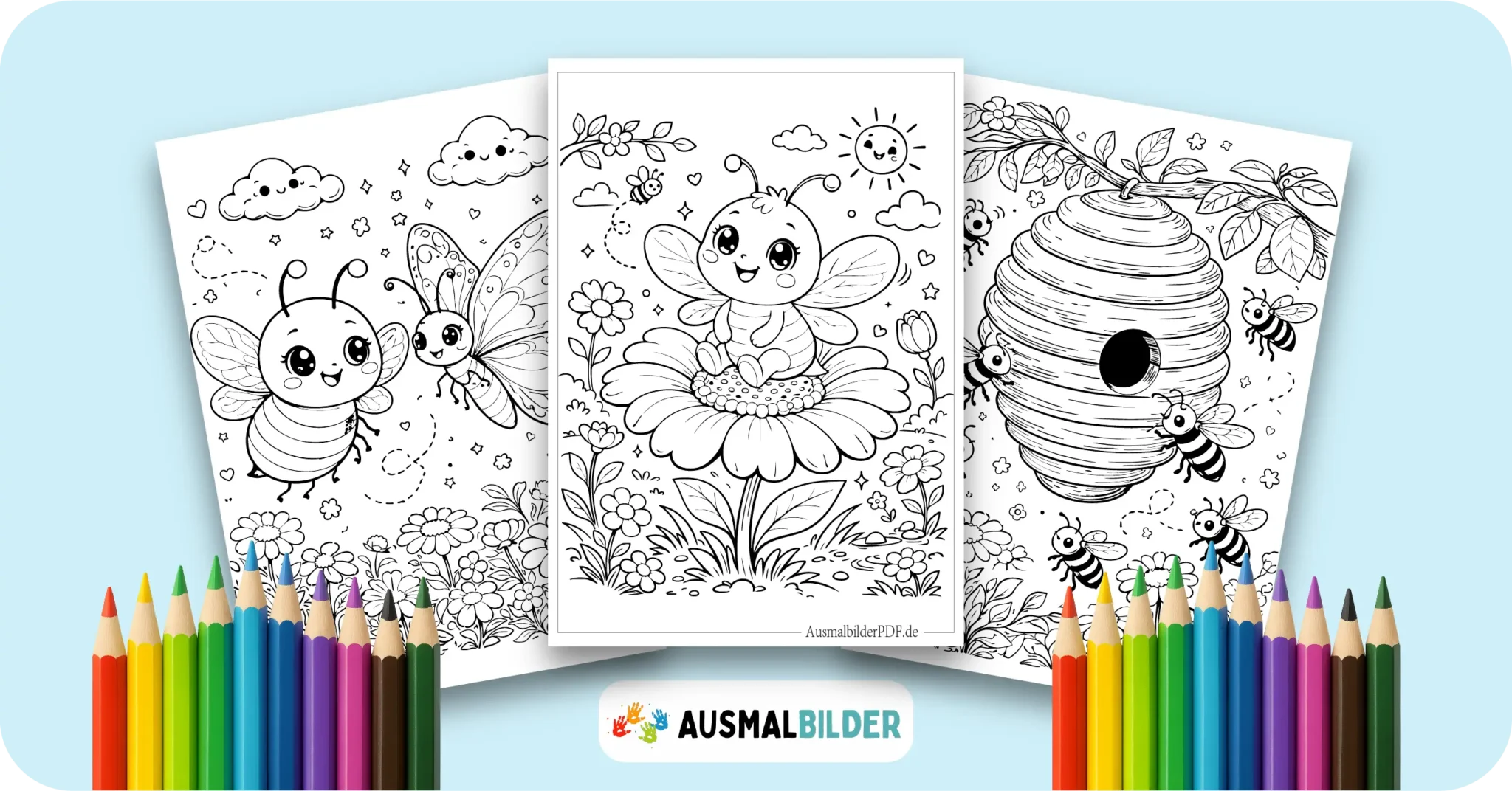 Biene Ausmalbilder kostenlose Vorlagen zum Ausdrucken für Kinder jeden Alters
