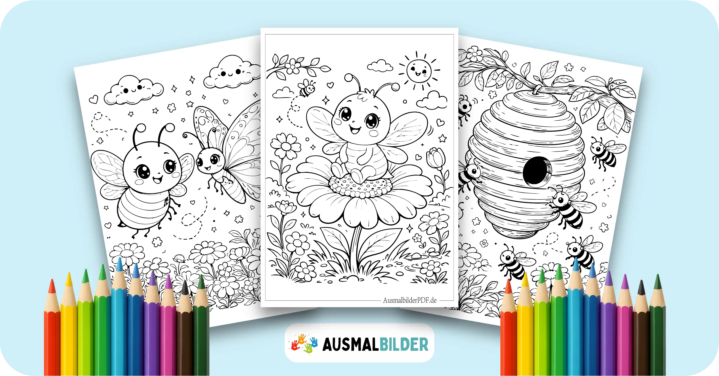 Biene Ausmalbilder kostenlose Vorlagen zum Ausdrucken für Kinder jeden Alters