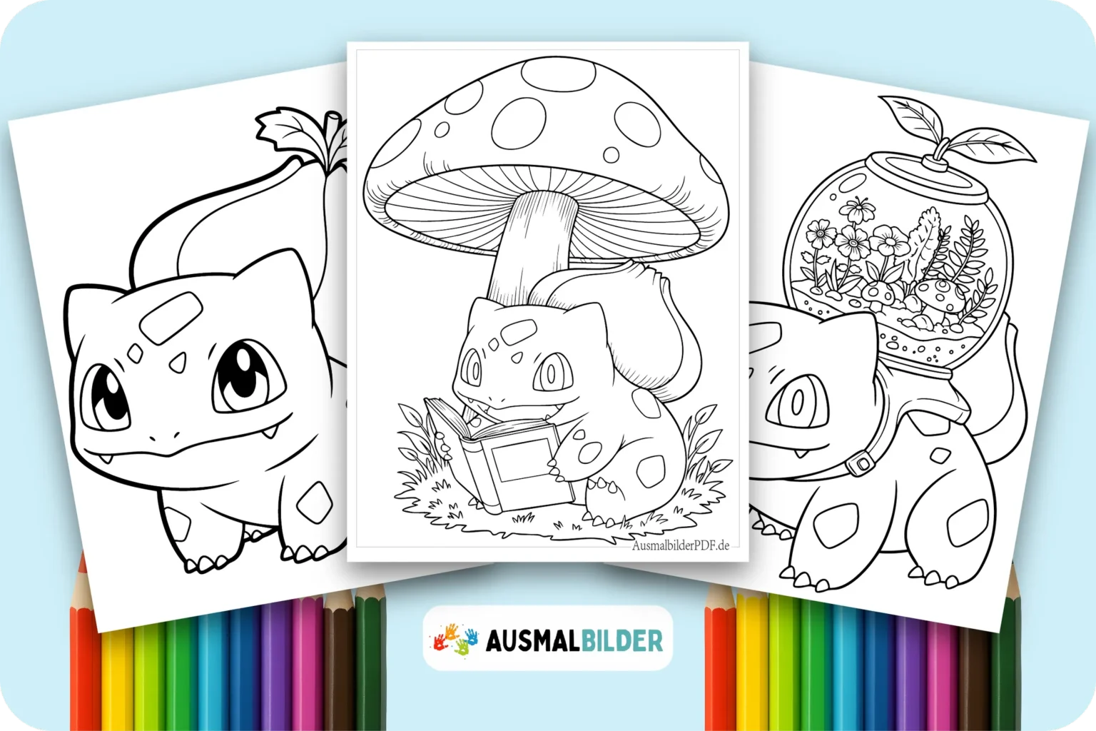 Pokémon Bisasam Ausmalbilder kostenlose zum Ausdrucken für Kinder und Erwachsene