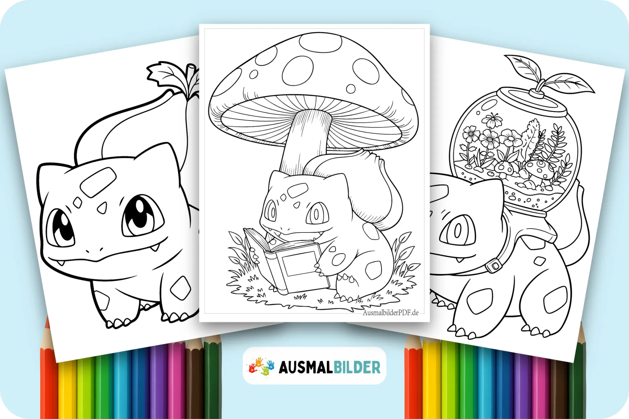 Pokémon Bisasam Ausmalbilder kostenlose zum Ausdrucken für Kinder und Erwachsene