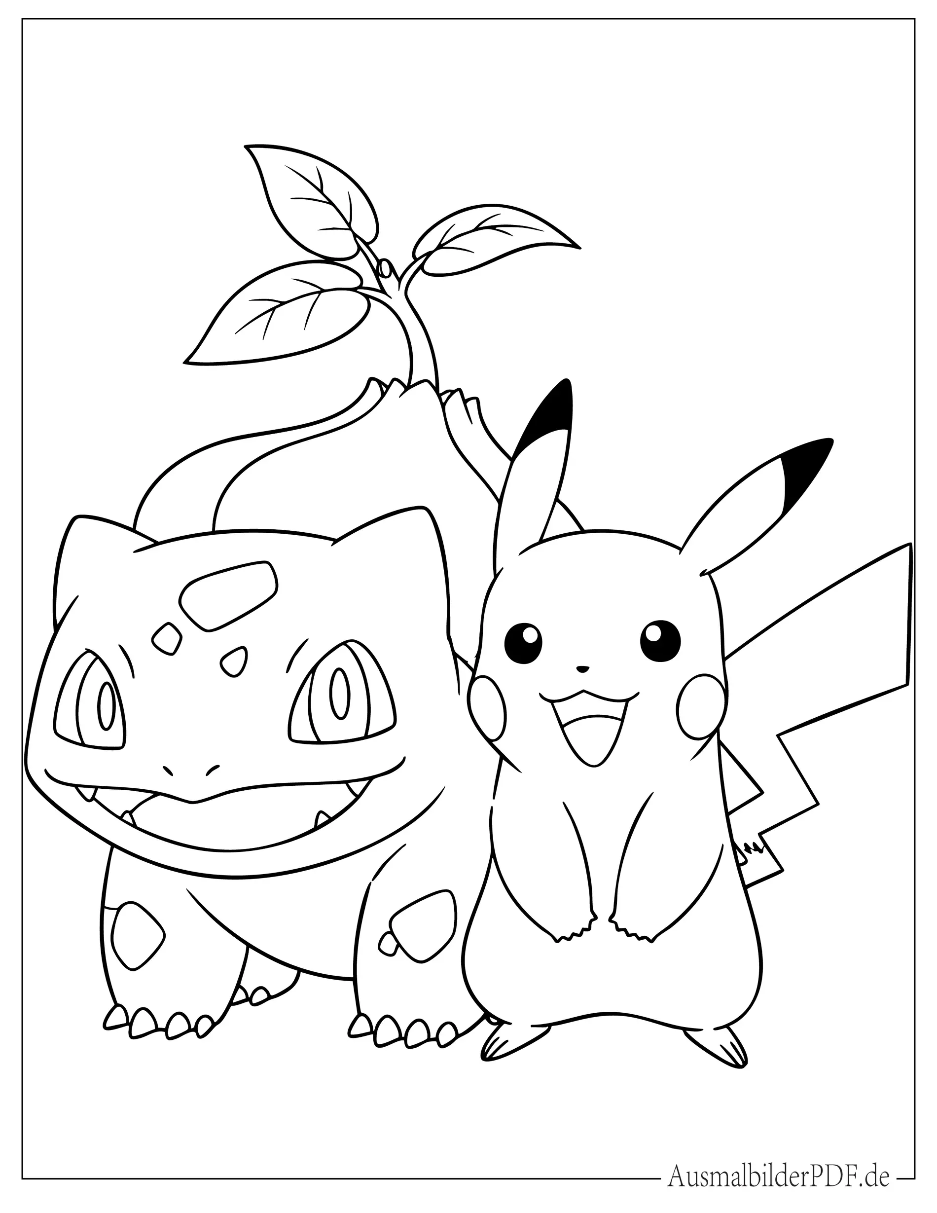 Pokemon Bisasam und Pikachu Ausmalbild