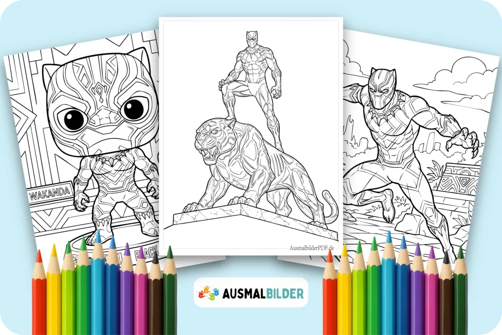 Black Panther Ausmalbilder kostenlose Malvorlagen zum Ausdrucken für Kinder und Erwachsene
