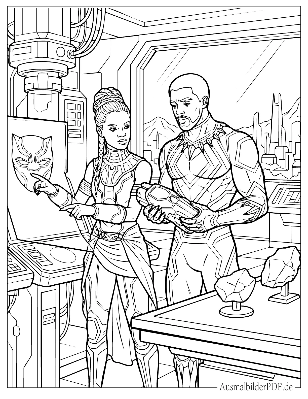 Black Panther und Shuri Druckvorlage