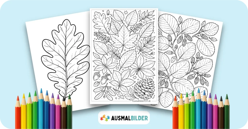 Blätter Ausmalbilder kostenlose Malvorlagen zum Ausdrucken für Kinder und Erwachsene