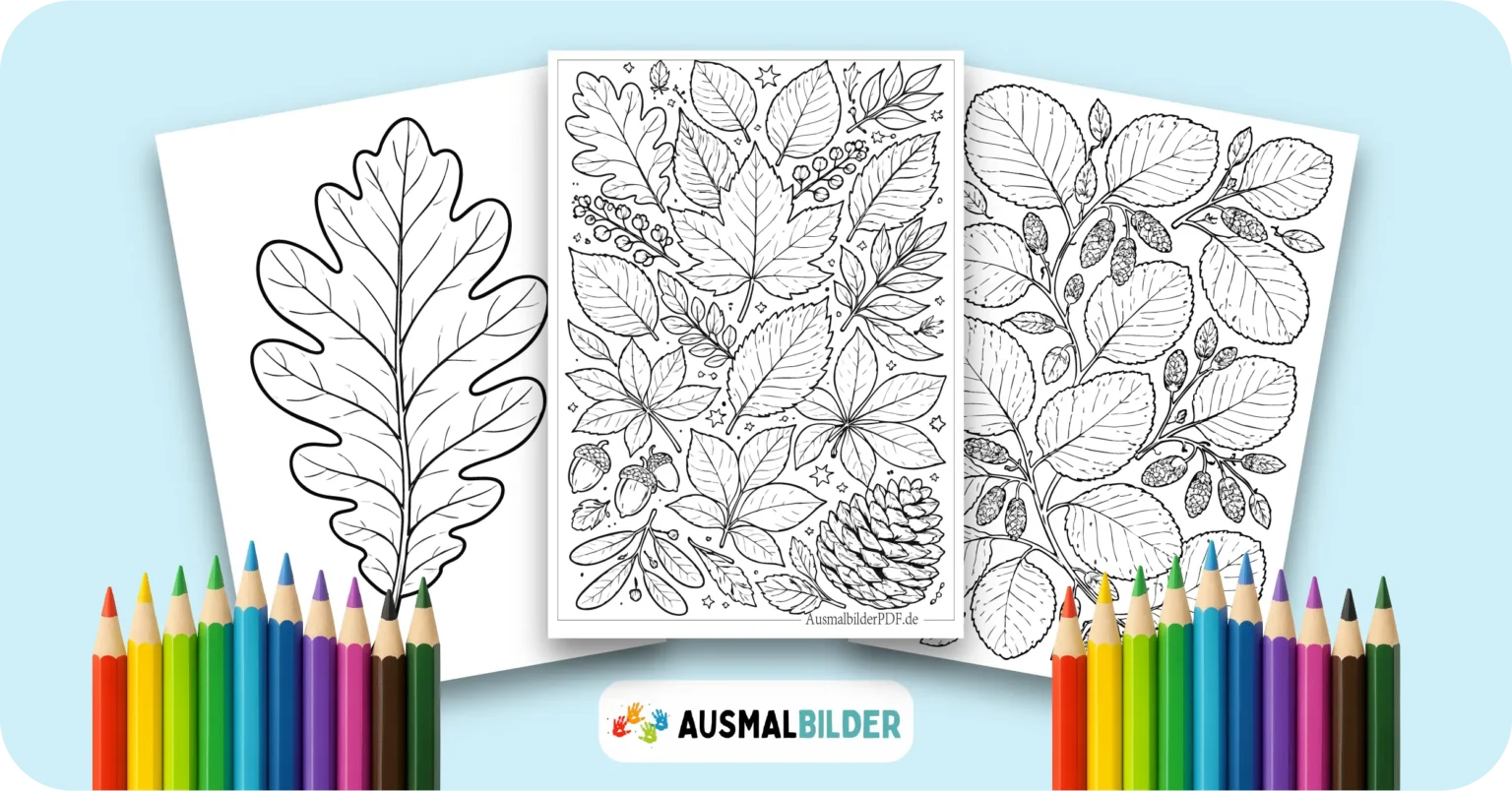 Blätter Ausmalbilder kostenlose Malvorlagen zum Ausdrucken für Kinder und Erwachsene