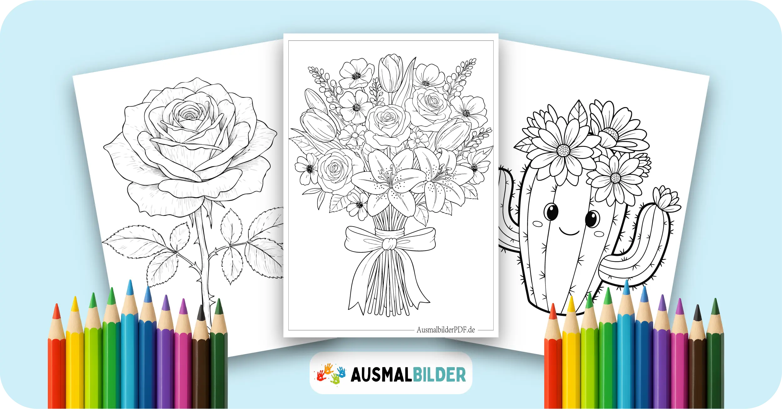 Blumen Ausmalbilder kostenlose Malvorlagen zum Ausdrucken für Kinder und Erwachsene
