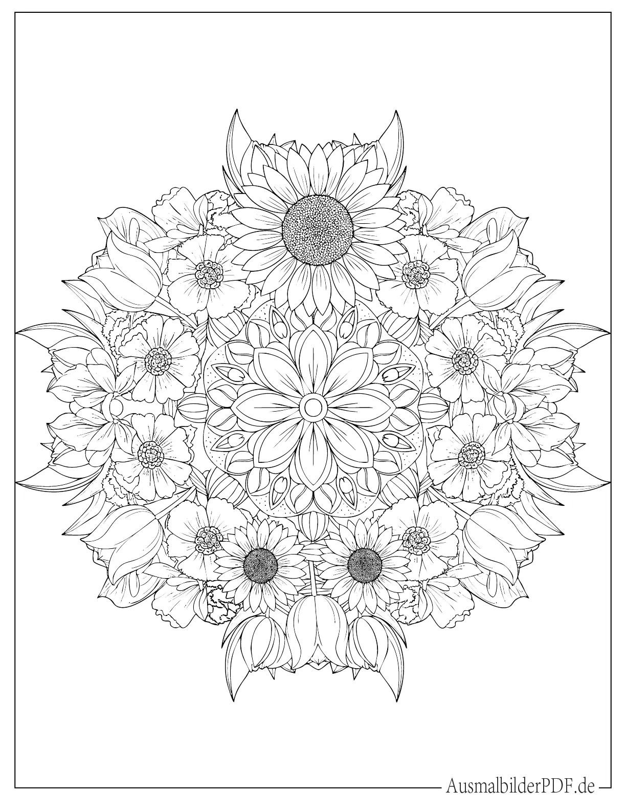 Blumen Mandala Malvorlage