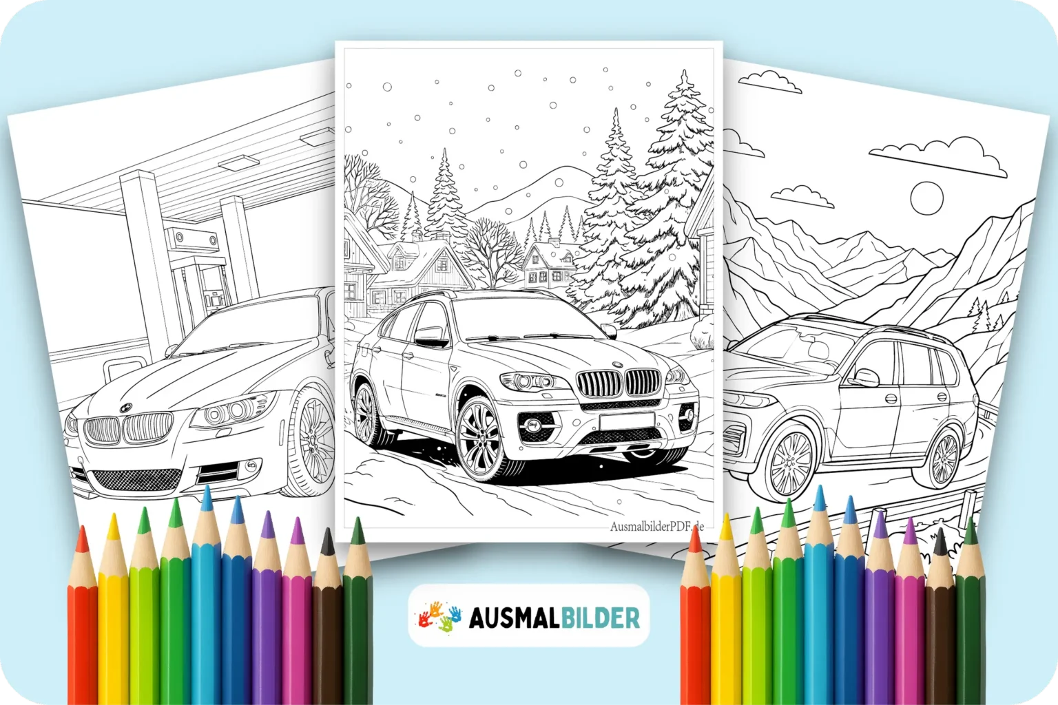BMW Ausmalbilder kostenlose zum Ausdrucken für Kinder und Erwachsene