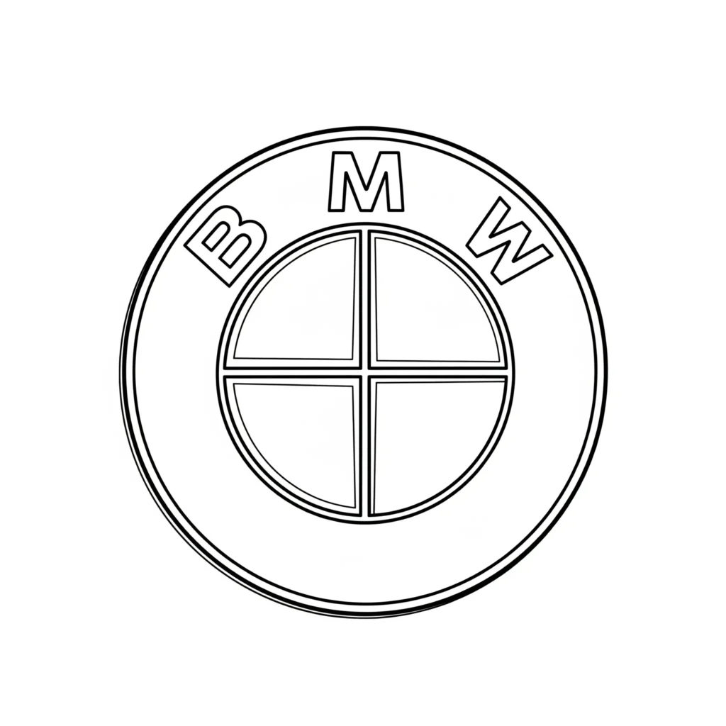BMW Logo Ausmalbild als Malvorlage zum Ausdrucken und Ausmalen, ideal für Kinder und BMW Fans