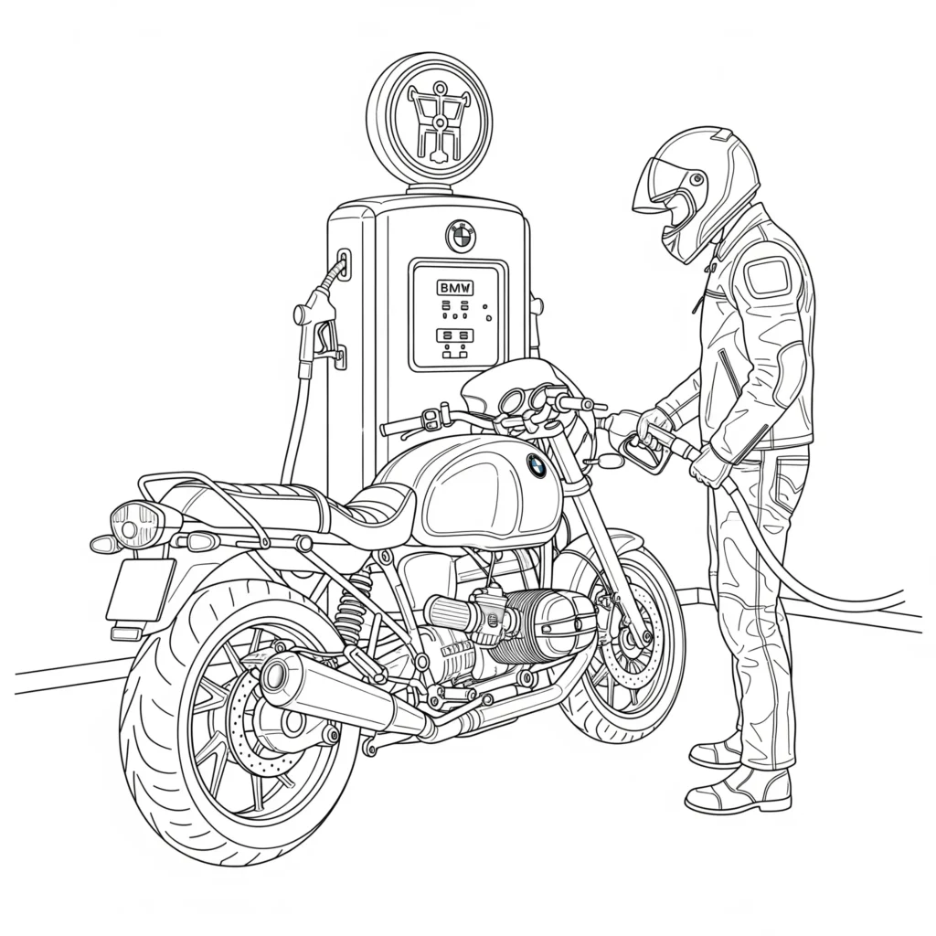 10+ Motorrad Ausmalbilder (Gratis Malvorlage zum Ausdrucken) Ausmalbild eines BMW Motorrads für Kinder als kostenlose PDF-Vorlage zum Ausdrucken und Ausmalen