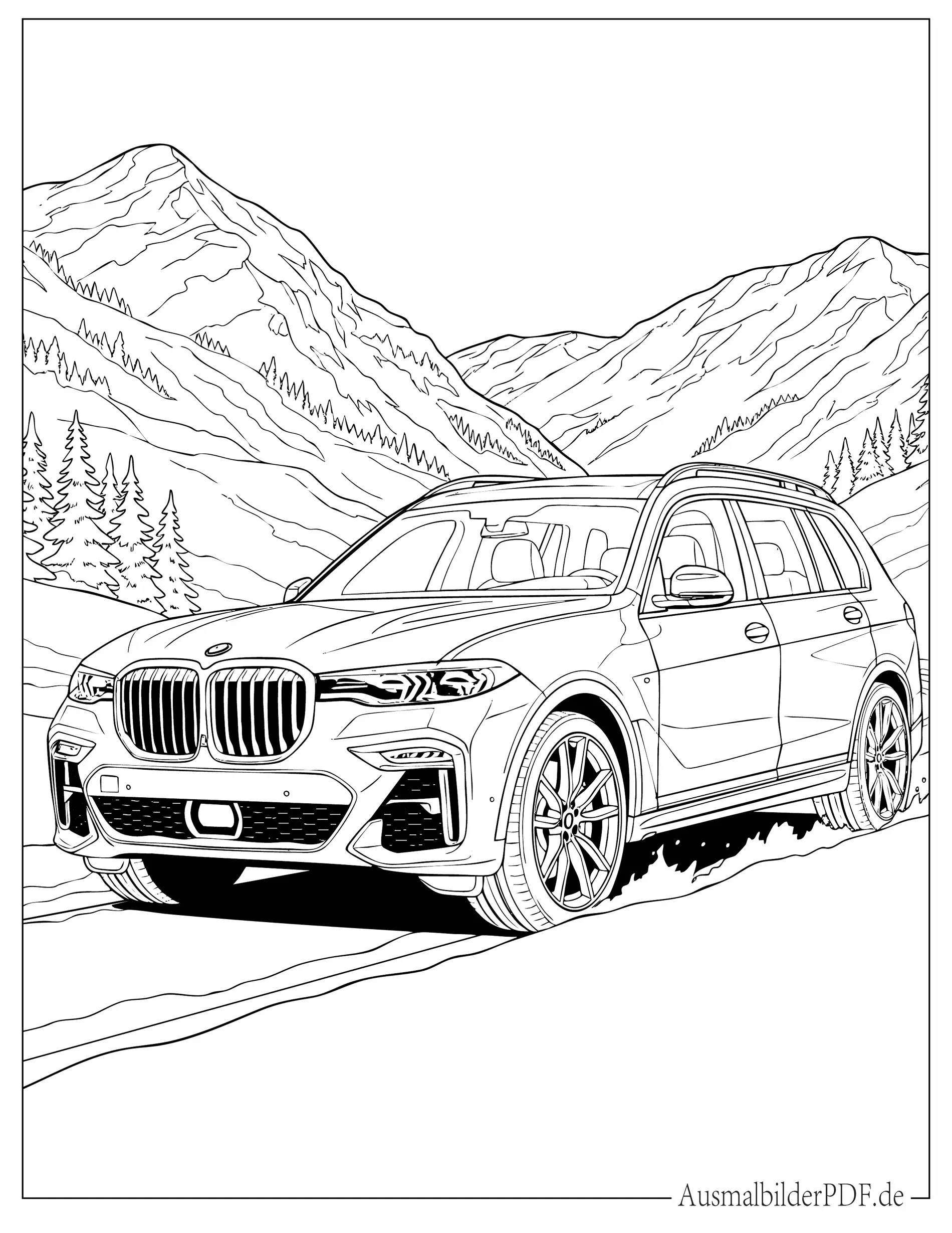 Schöner BMW X7 SUV Malvorlage zum Ausdrucken