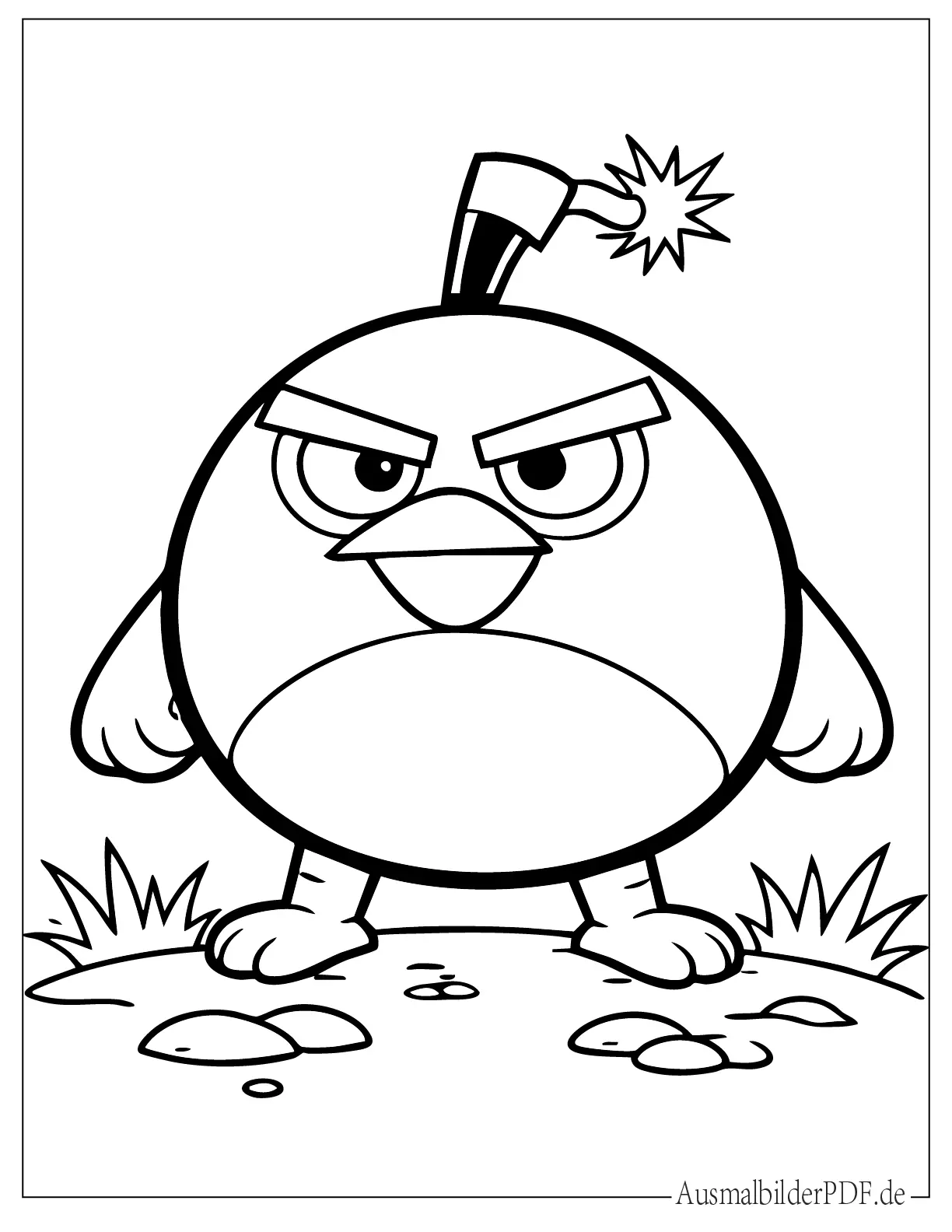 Bomb Angry Bird Ausmalbild