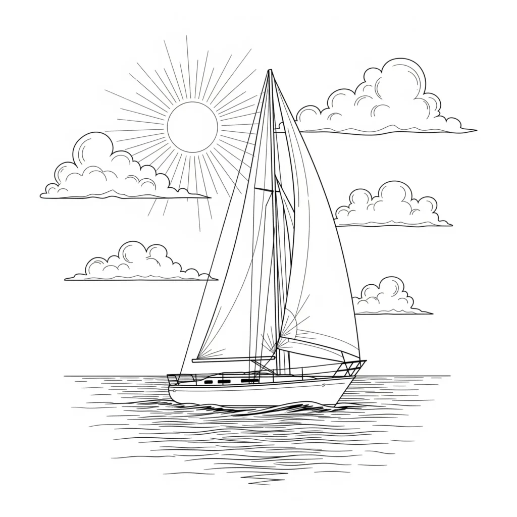 Boot Ausmalbilder (Kostenlos Malvorlage zum Ausdrucken) Dieses Boot Ausmalbild zeigt ein einfaches Boot auf dem Wasser und eignet sich ideal zum Ausmalen