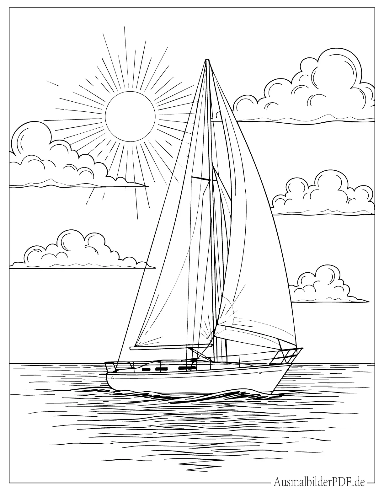 Einfaches Boot auf dem Wasser Ausmalbild für Kinder