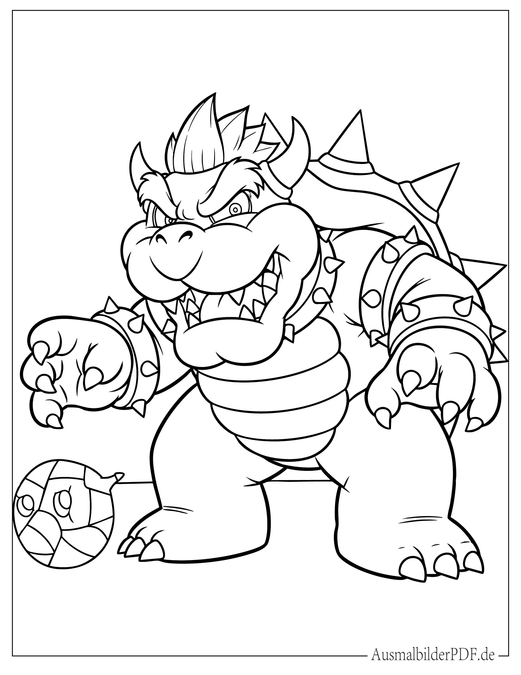 Bowser aus Mario Kart zum Ausmalen